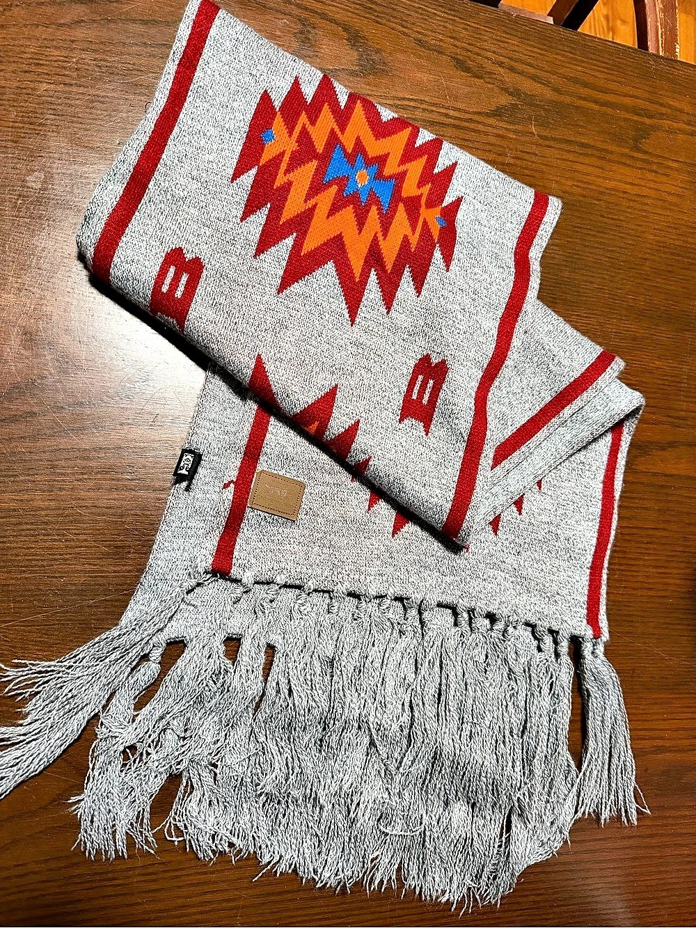Obey Propaganda Geometric Scarf in Gray & Red Like New